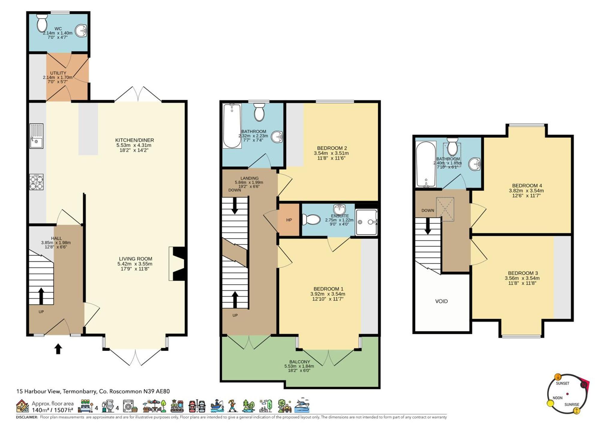 Shannonside - Stylish 5 Bed Marina & 40ft Mooring Termonbarry